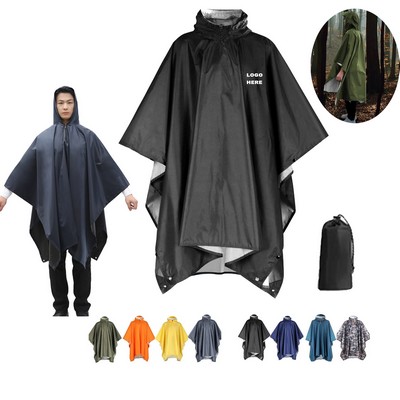 Travel 3" 1 Reusable Camping Hiking Waterproof Hooded Jacket Rain Poncho with Hood